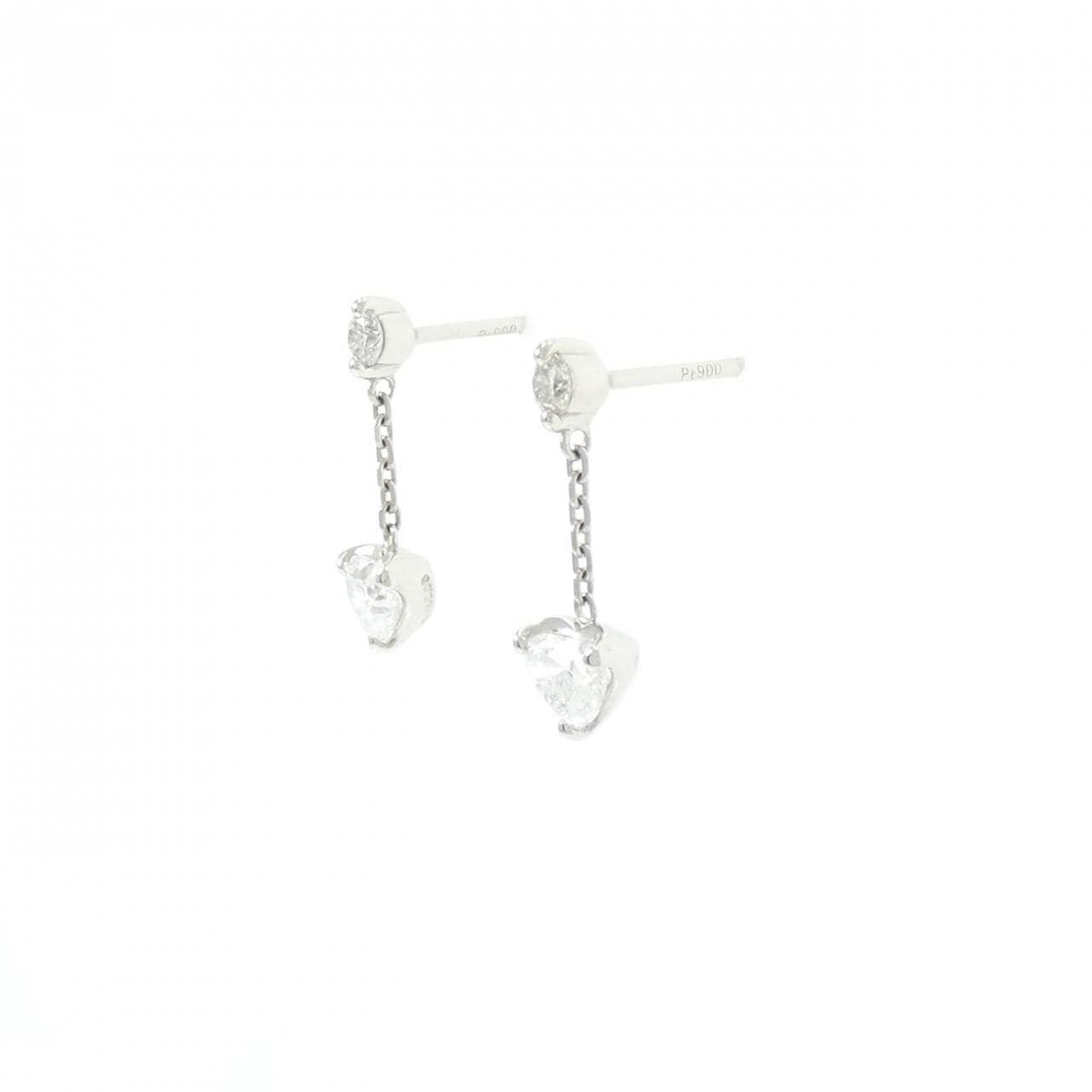 PT950/PT900 ダイヤモンド ピアス 0.304CT 0.314CT D IF ハートシェイプ