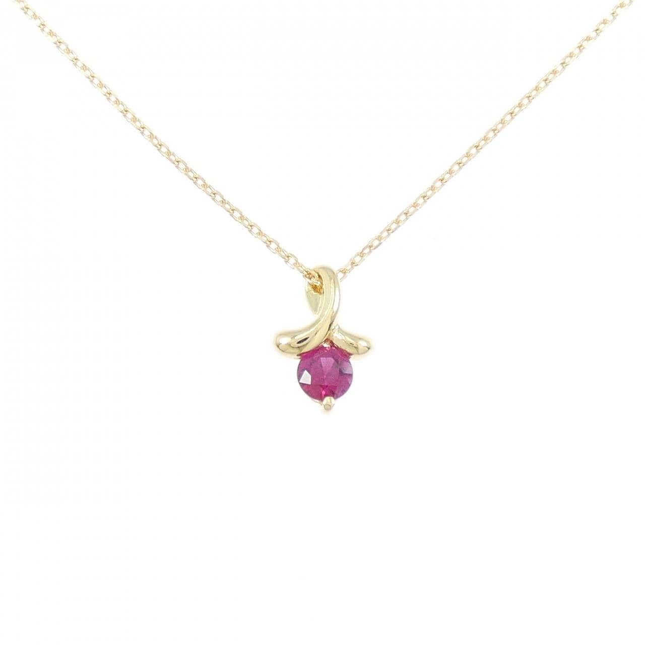 18K Yellow Gold Ruby Necklace 0.25CT