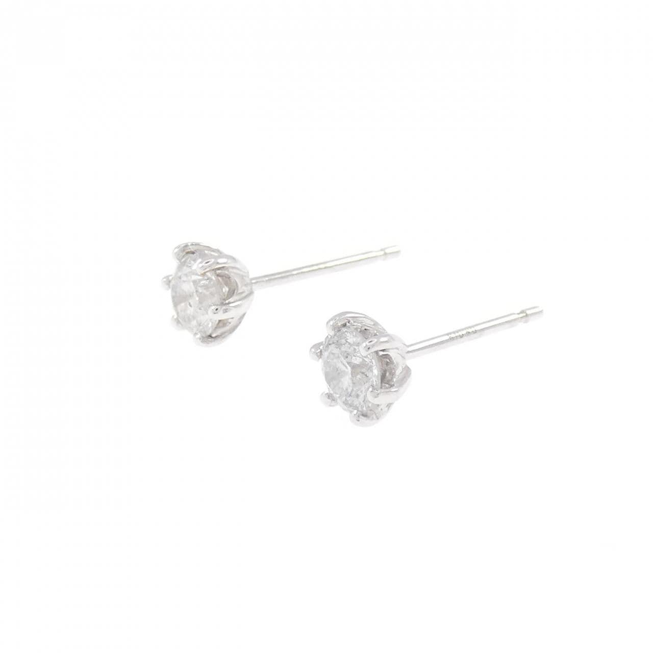 K18WG ソリティア ダイヤモンド ピアス 0.62CT
