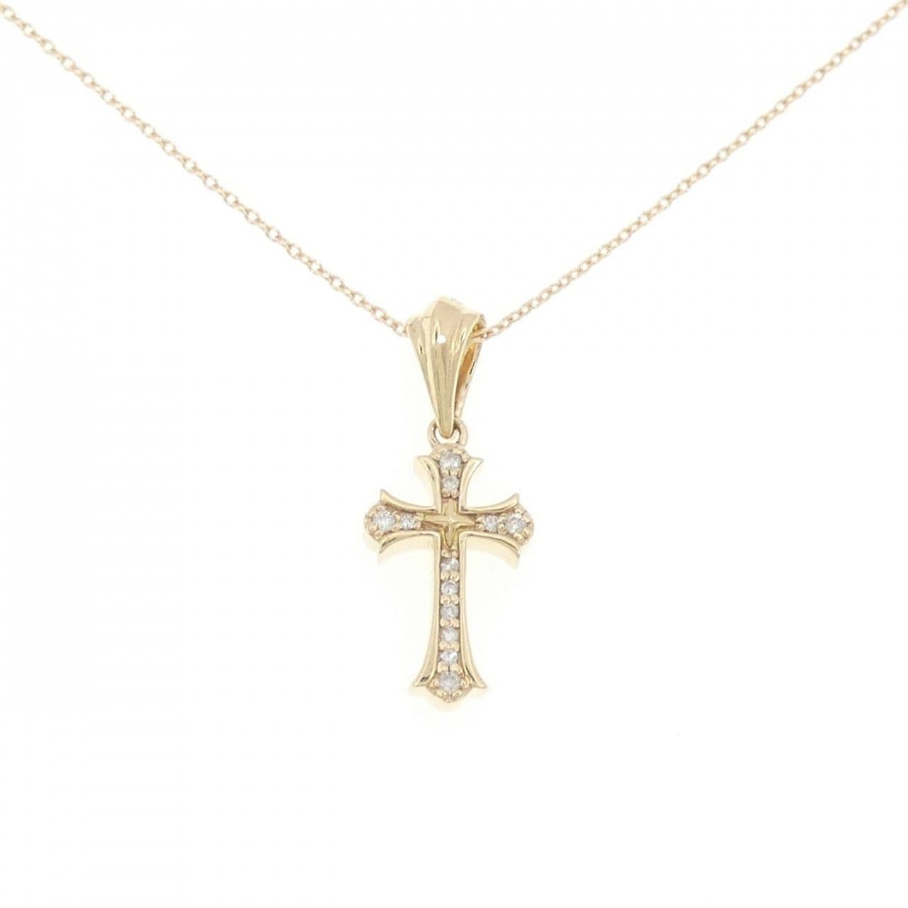 10KYG/K10YG Cross Diamond Necklace