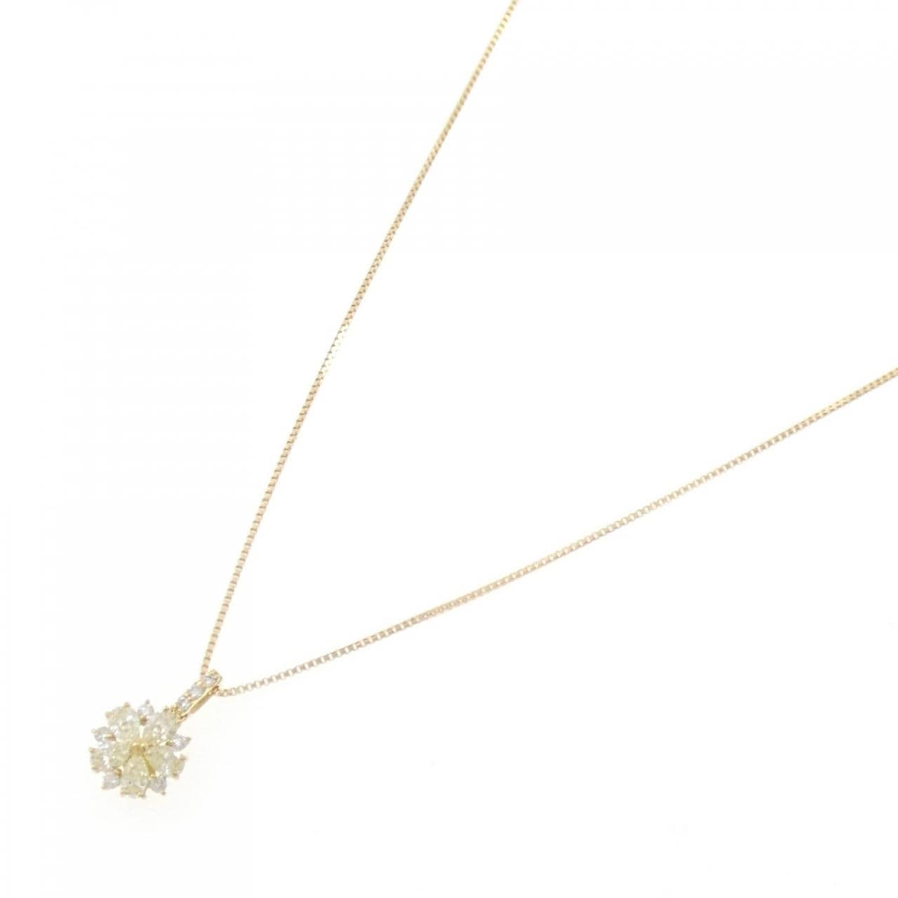 【新品】K18YG フラワー ダイヤモンド ネックレス 0.30CT