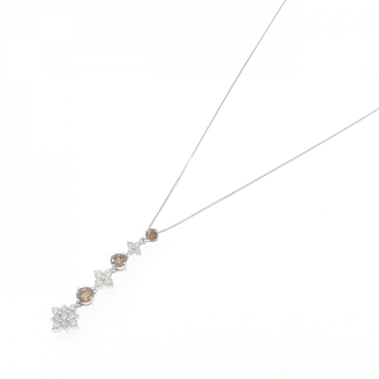 K18WG フラワー ダイヤモンド ネックレス 1.32CT