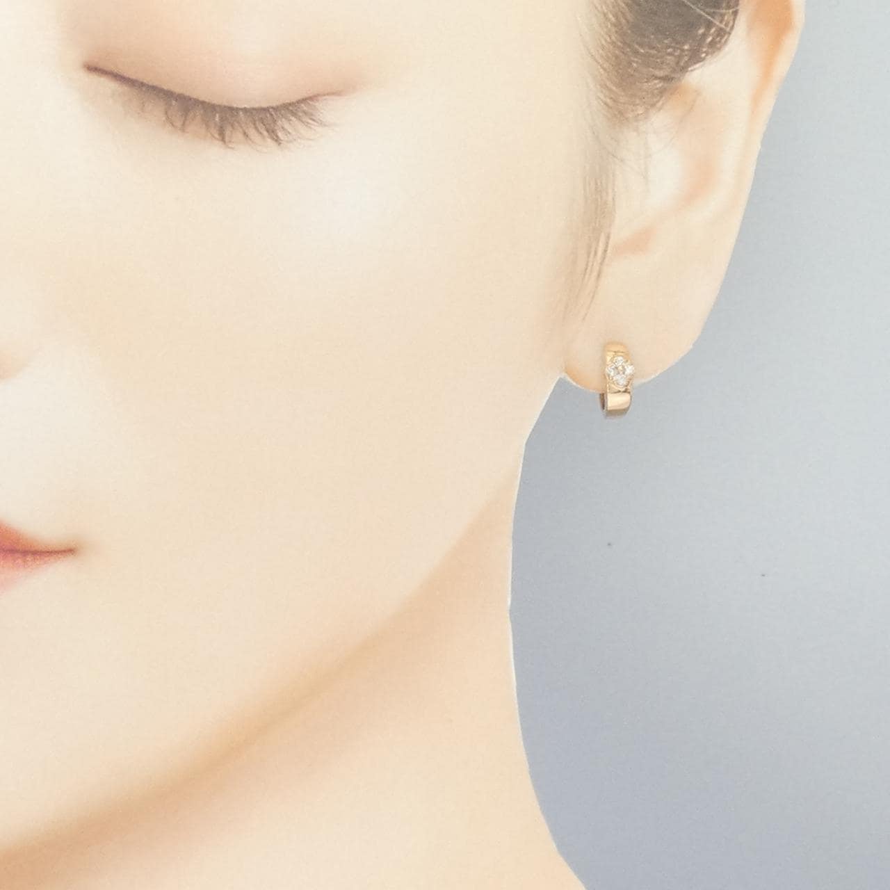 K18PG 花形鑽石耳環 0.16CT