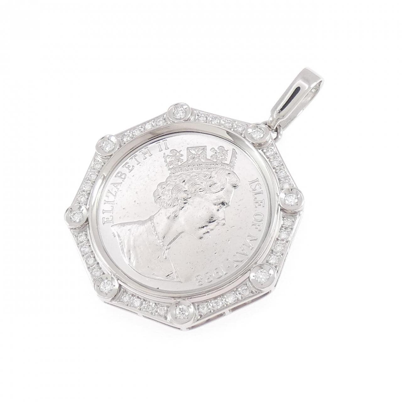 PT900(枠) ダイヤモンド コイン ペンダント 1.00CT
