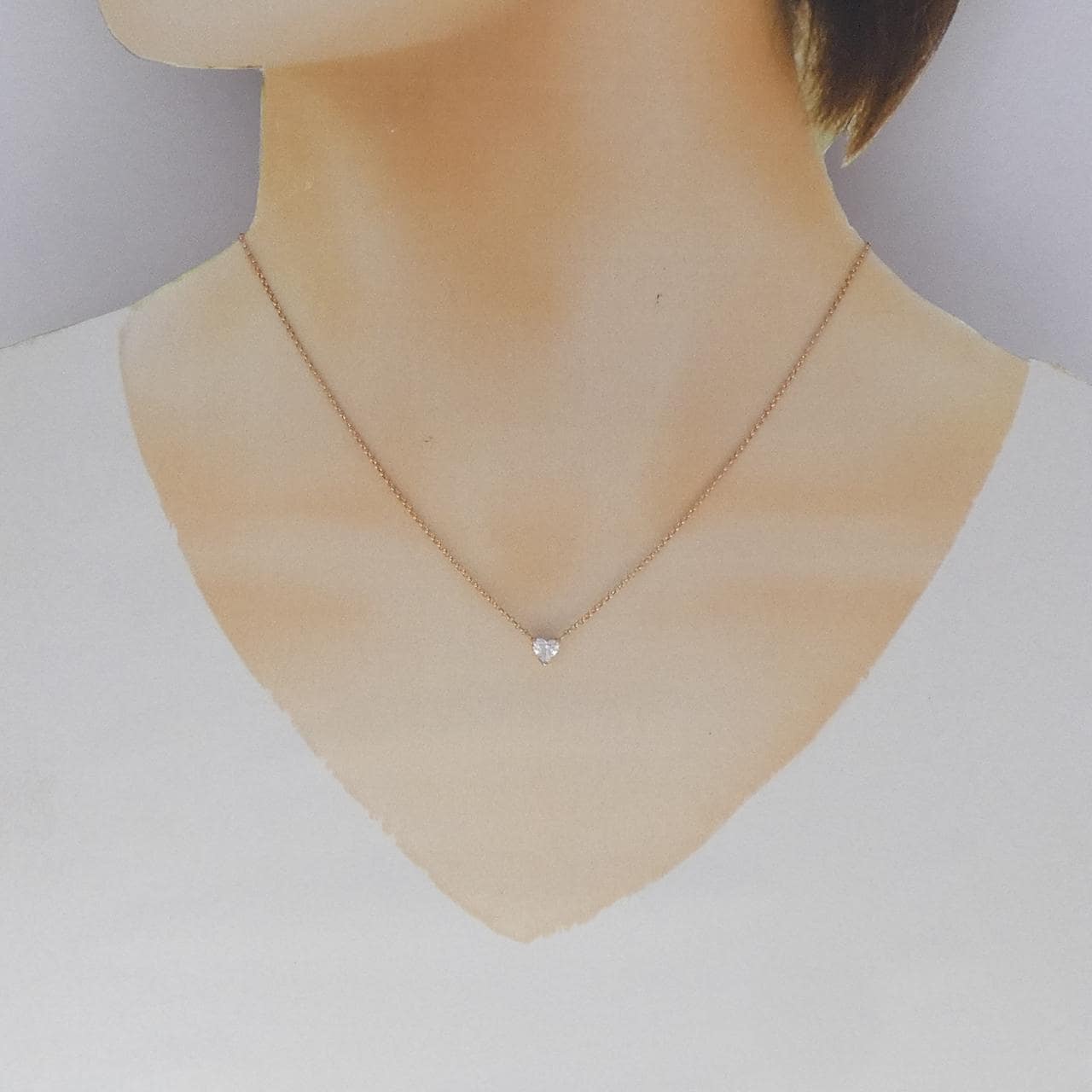 K18PG ハート ダイヤモンド ネックレス 0.31CT