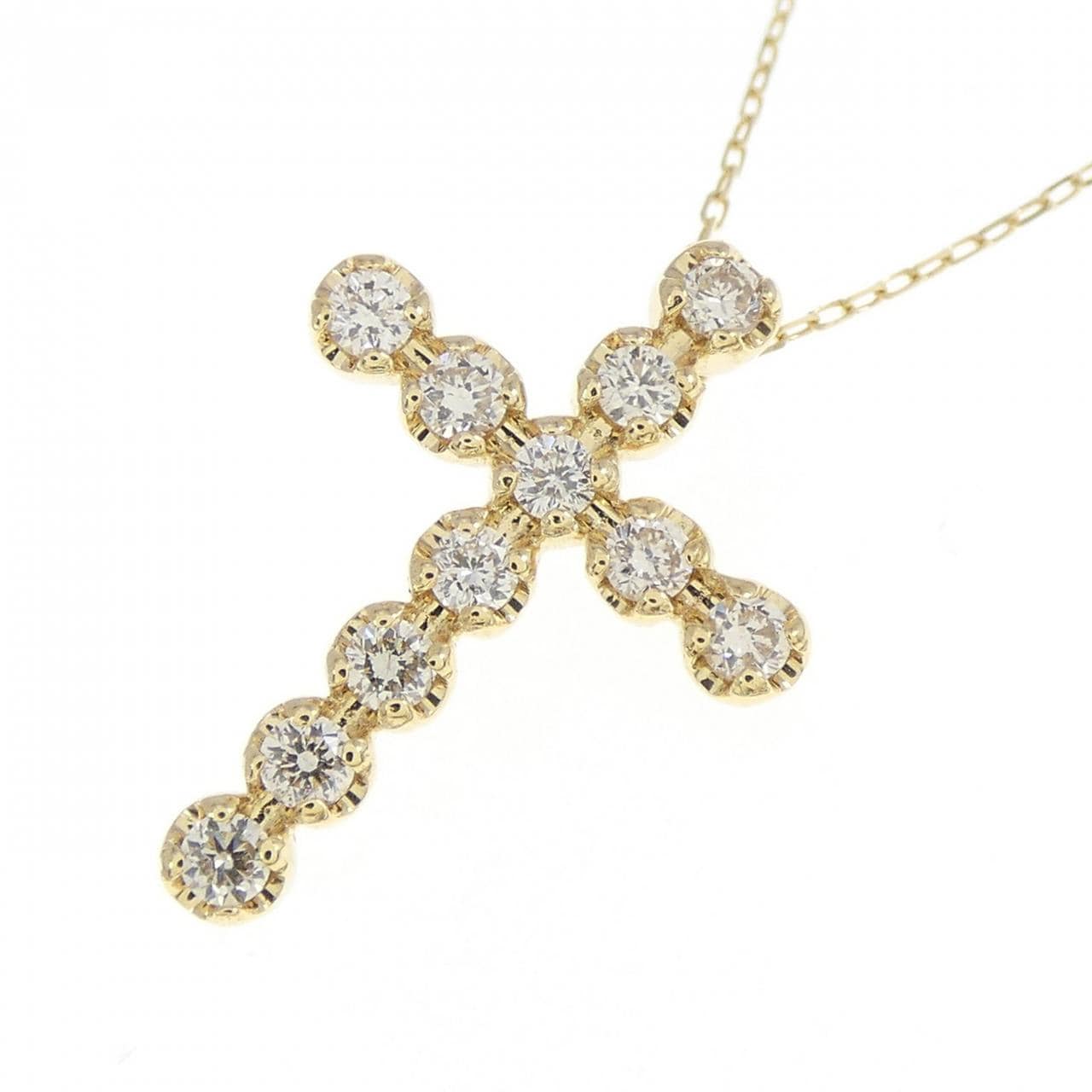 K18YG クロス ダイヤモンド ネックレス 0.20CT