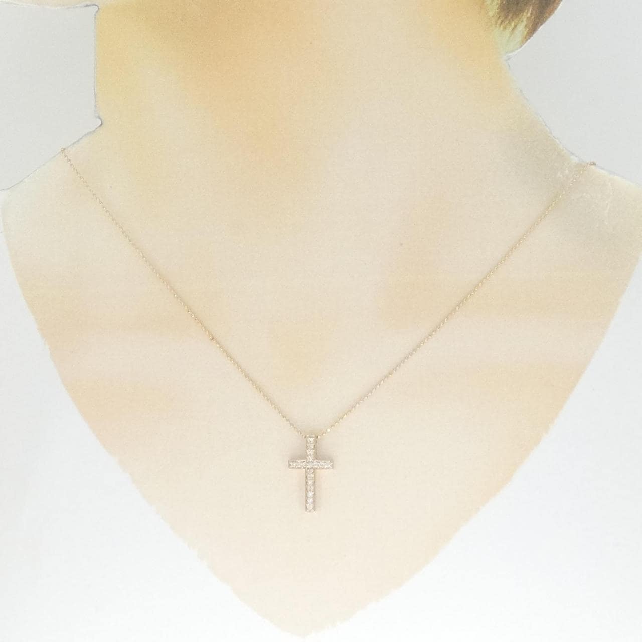 K18PG クロス ダイヤモンド ネックレス 0.18CT