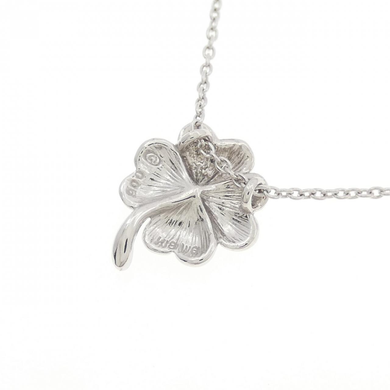 K18WG クローバー ダイヤモンド ネックレス 0.06CT