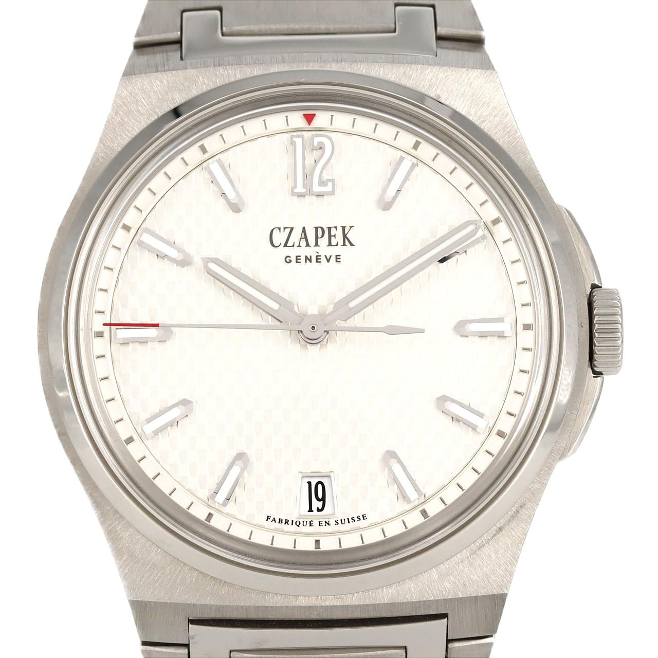 [未使用品] CZAPEK Antarctic Passage de Drake 冰白色 ICE WHITE 12 RED TIP HAND SS自動上弦