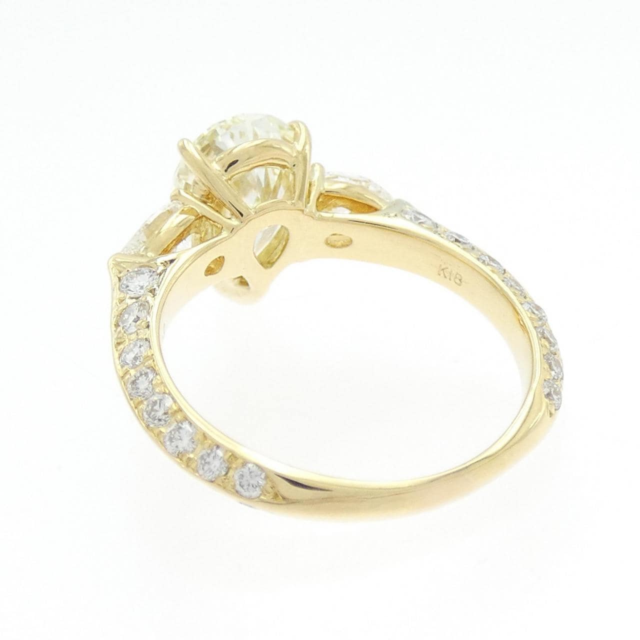 K18YG ダイヤモンド リング 2.046CT VLY SI1 ペアシェイプ