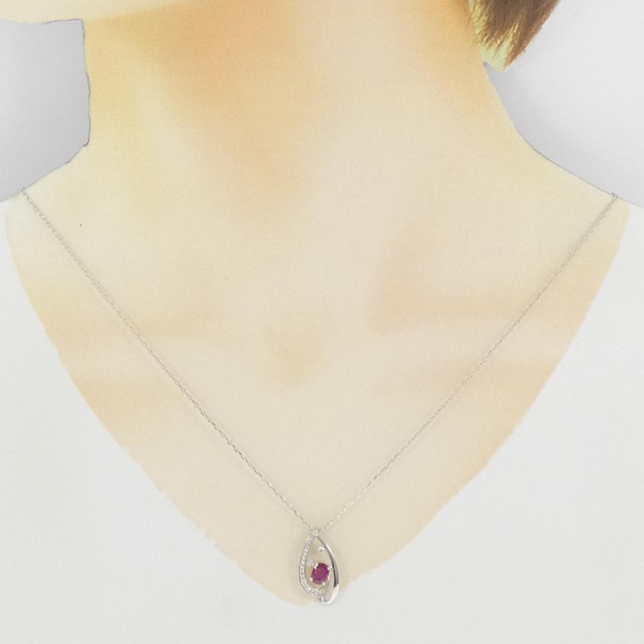 【新品】PT900/PT850 ルビー ネックレス 0.55CT