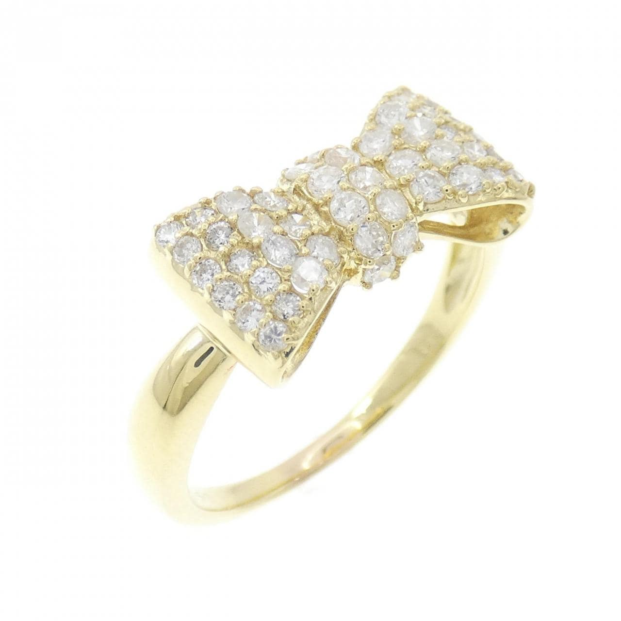 K18YG リボン パヴェ ダイヤモンド リング 0.50CT