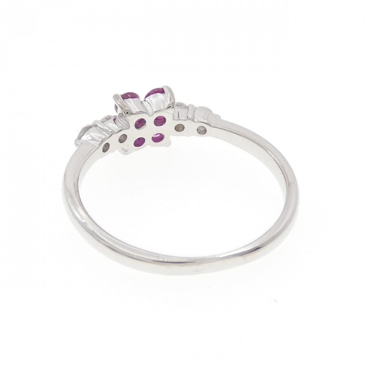 K14WG フラワー ルビー リング