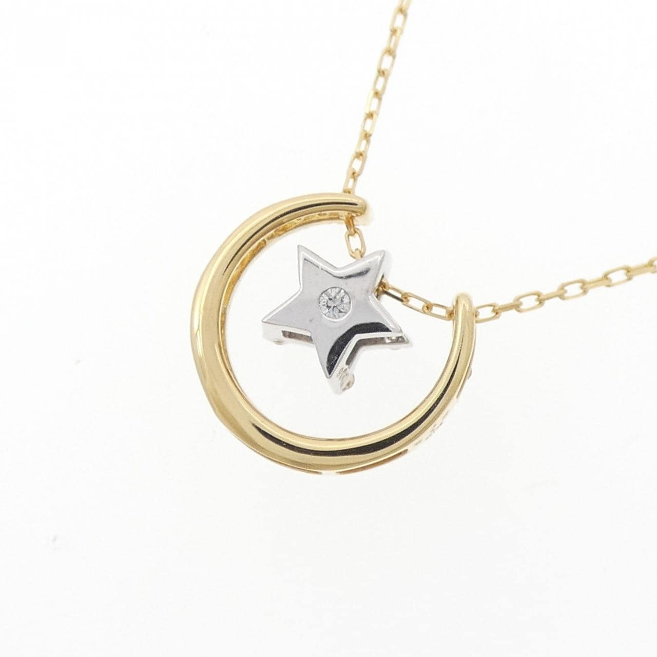K18YG/K18WG 2WAY スター ダイヤモンド ネックレス 0.12CT