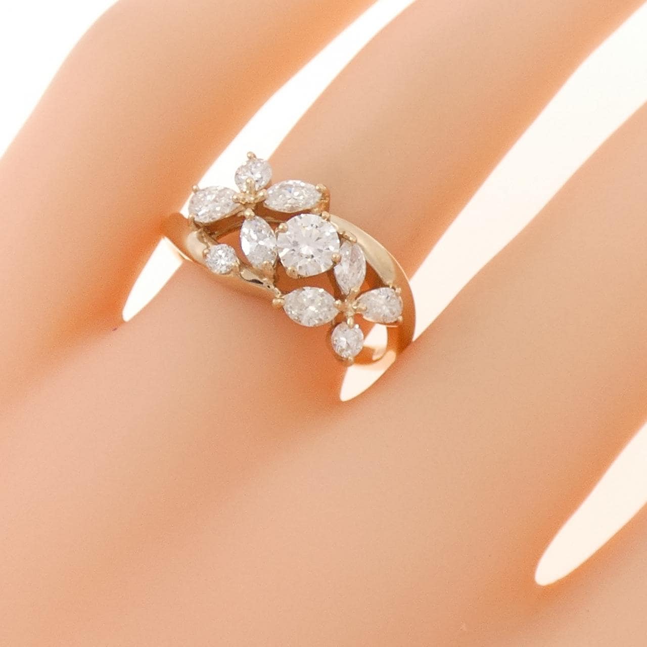 K18PG フラワー ダイヤモンド リング 0.267CT
