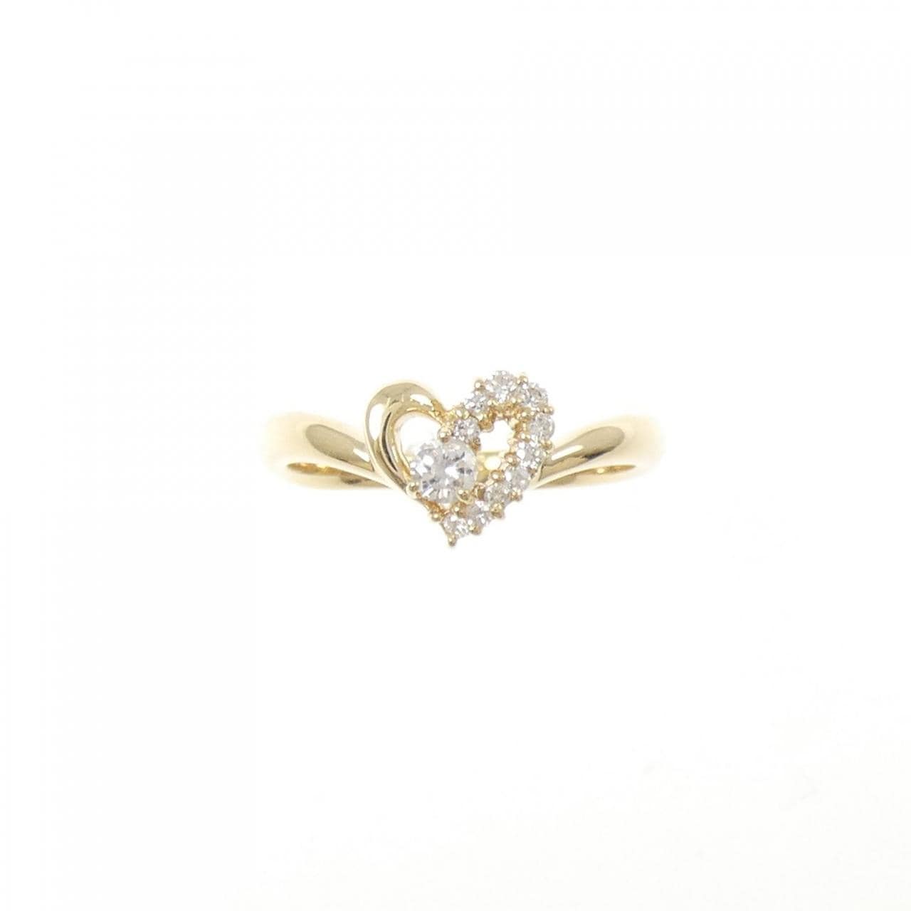 K14YG ハート ダイヤモンド リング 0.13CT