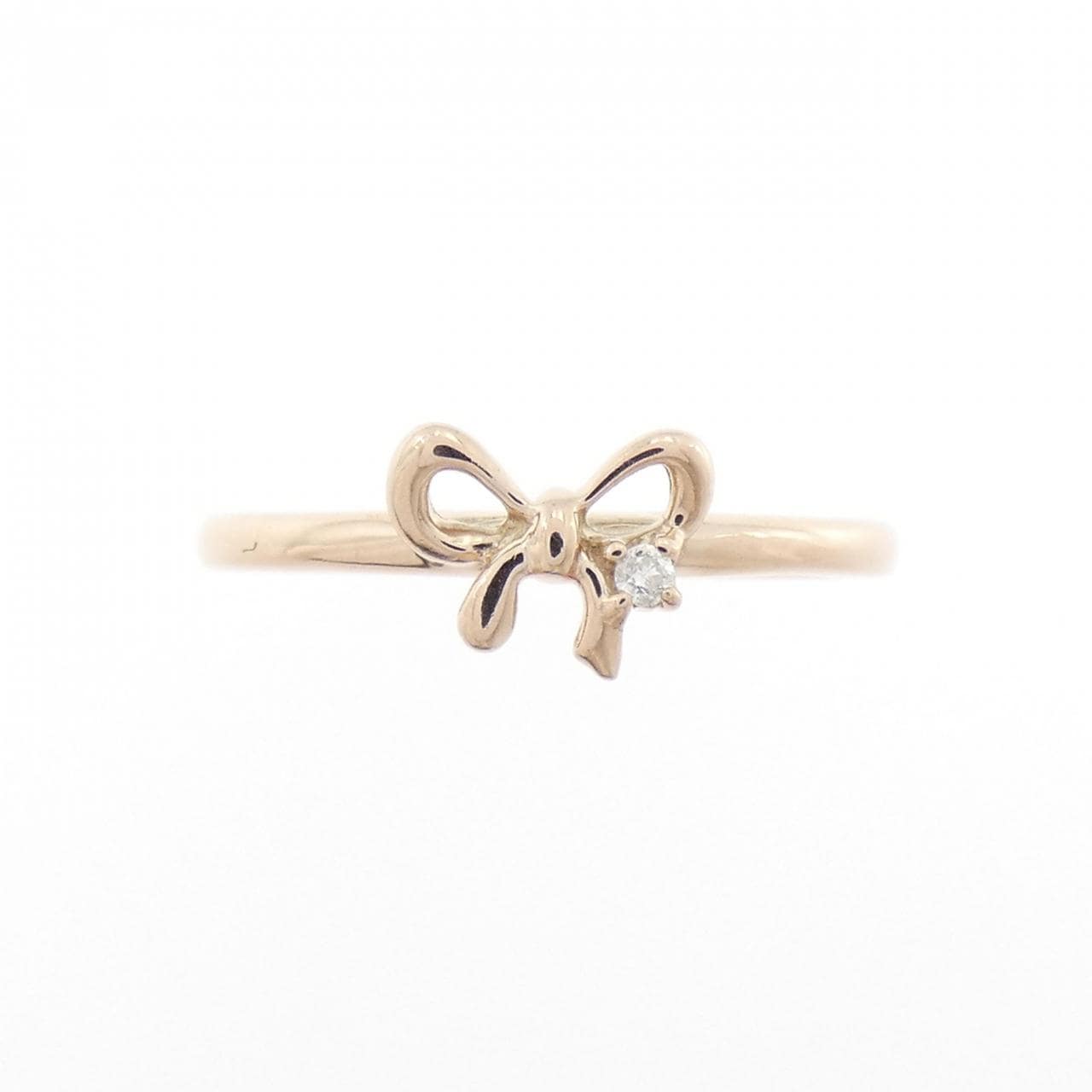 K10PG リボン ダイヤモンド リング 0.01CT