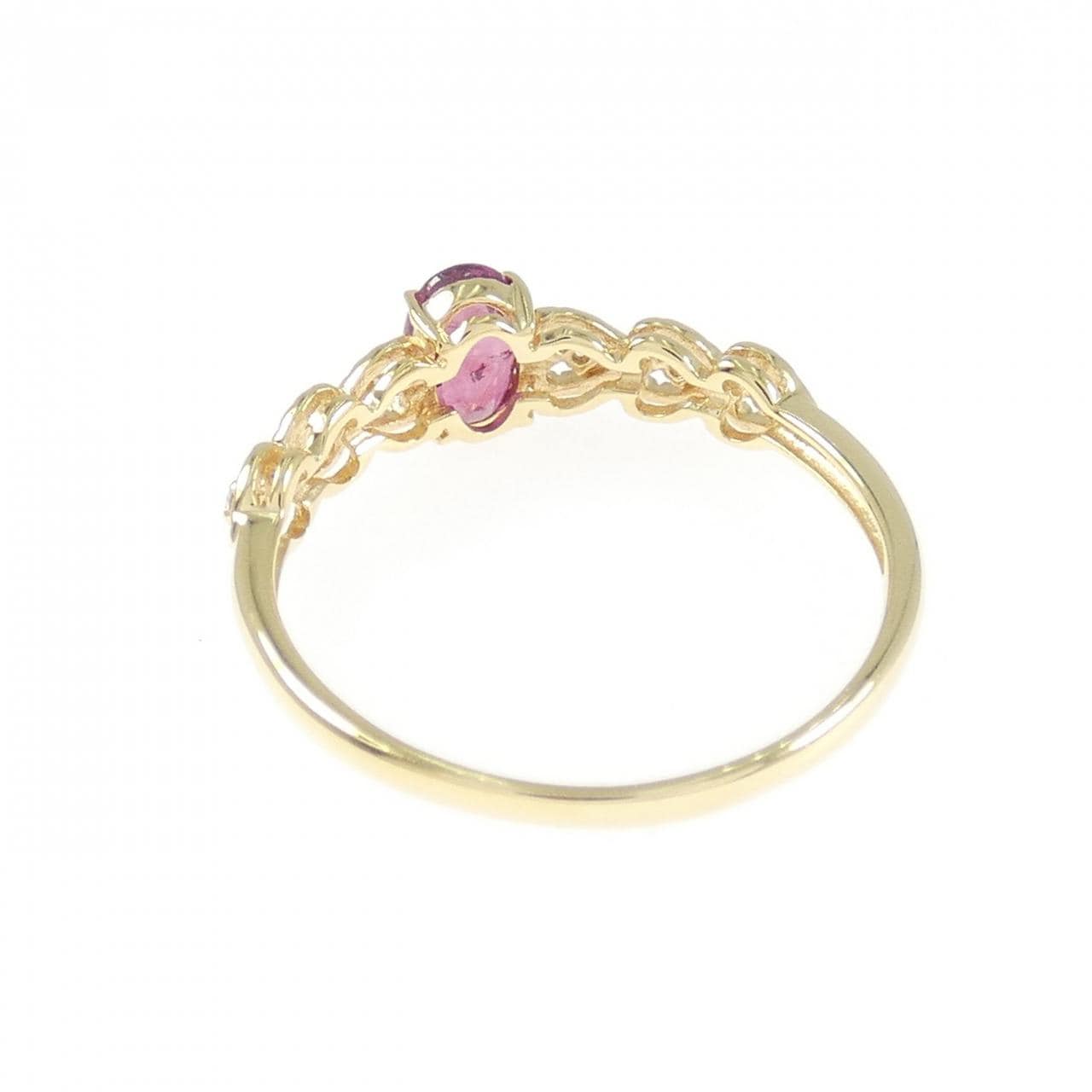 K18YG ハート ルビー リング 0.42CT