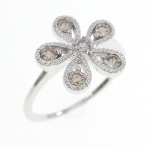 K18WG フラワー ダイヤモンド リング 0.35CT