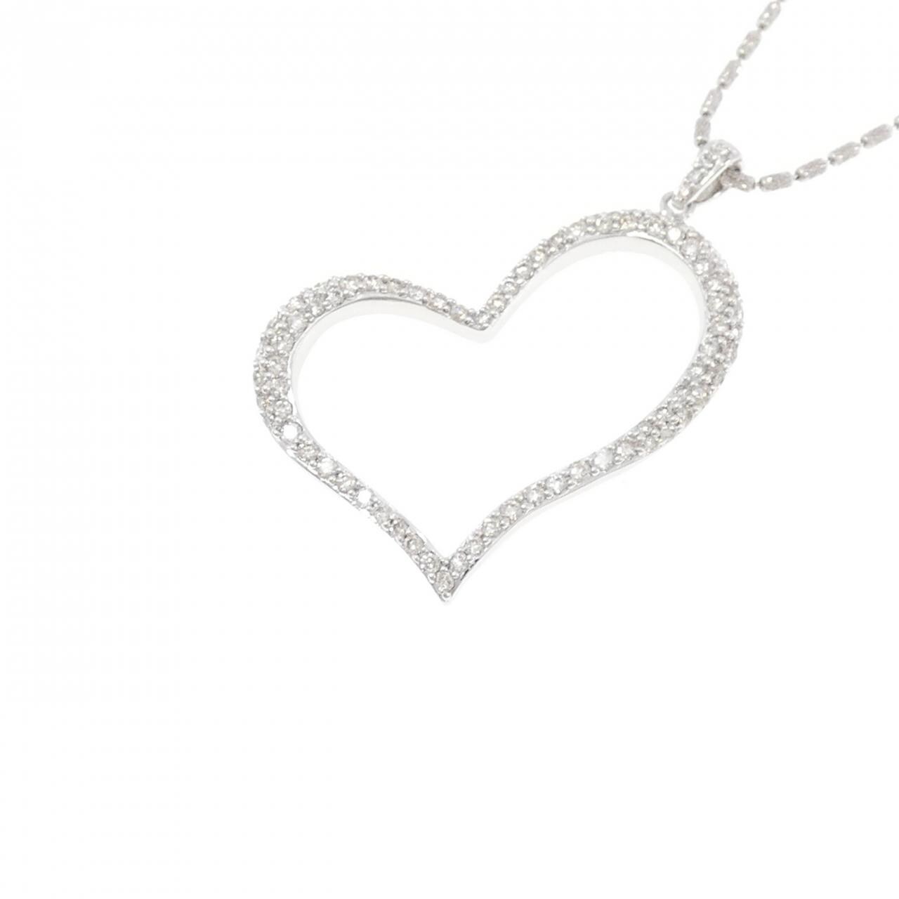 K18WG ハート ダイヤモンド ネックレス 0.77CT
