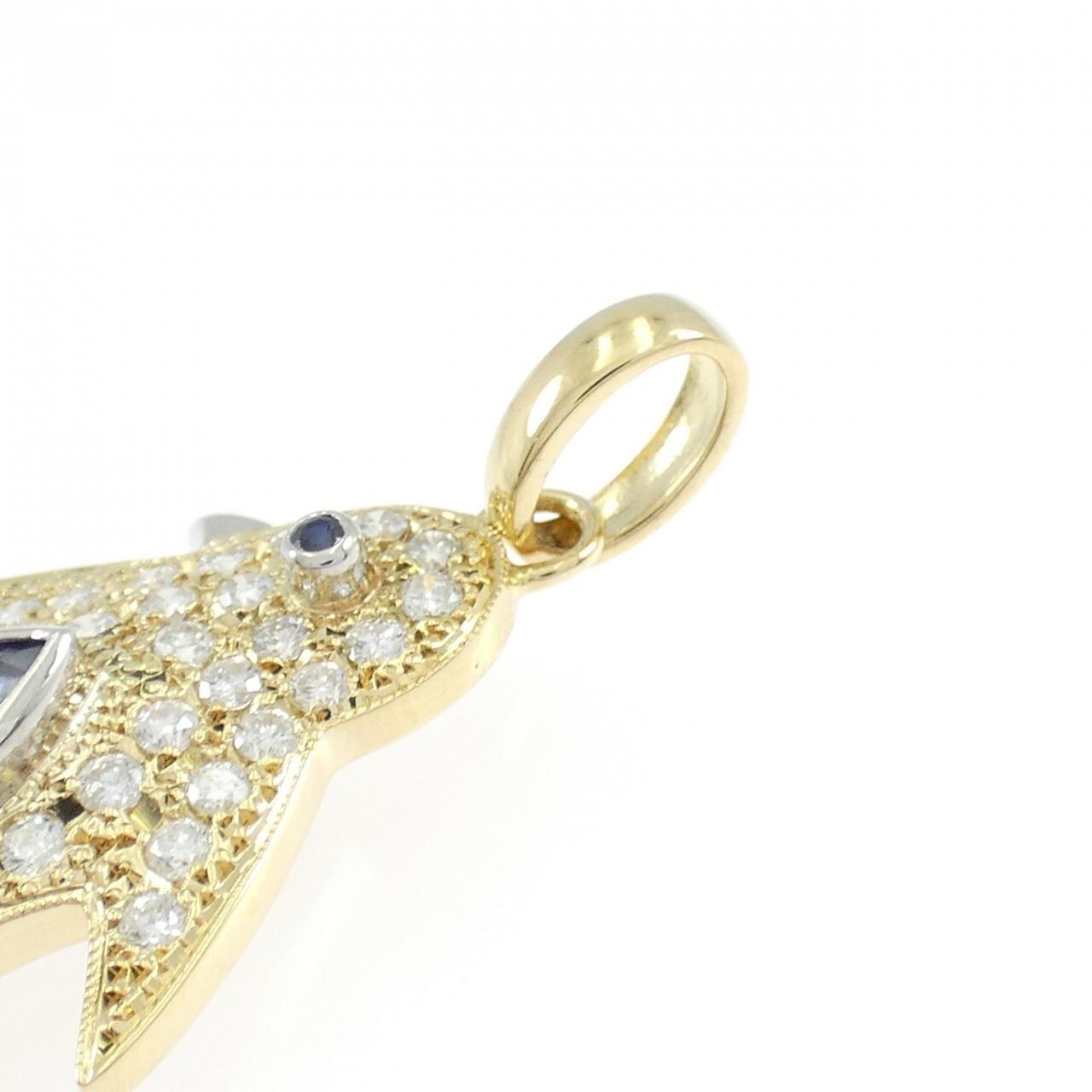 K18YG/PT900 ペンギン サファイヤ ペンダント 0.60CT