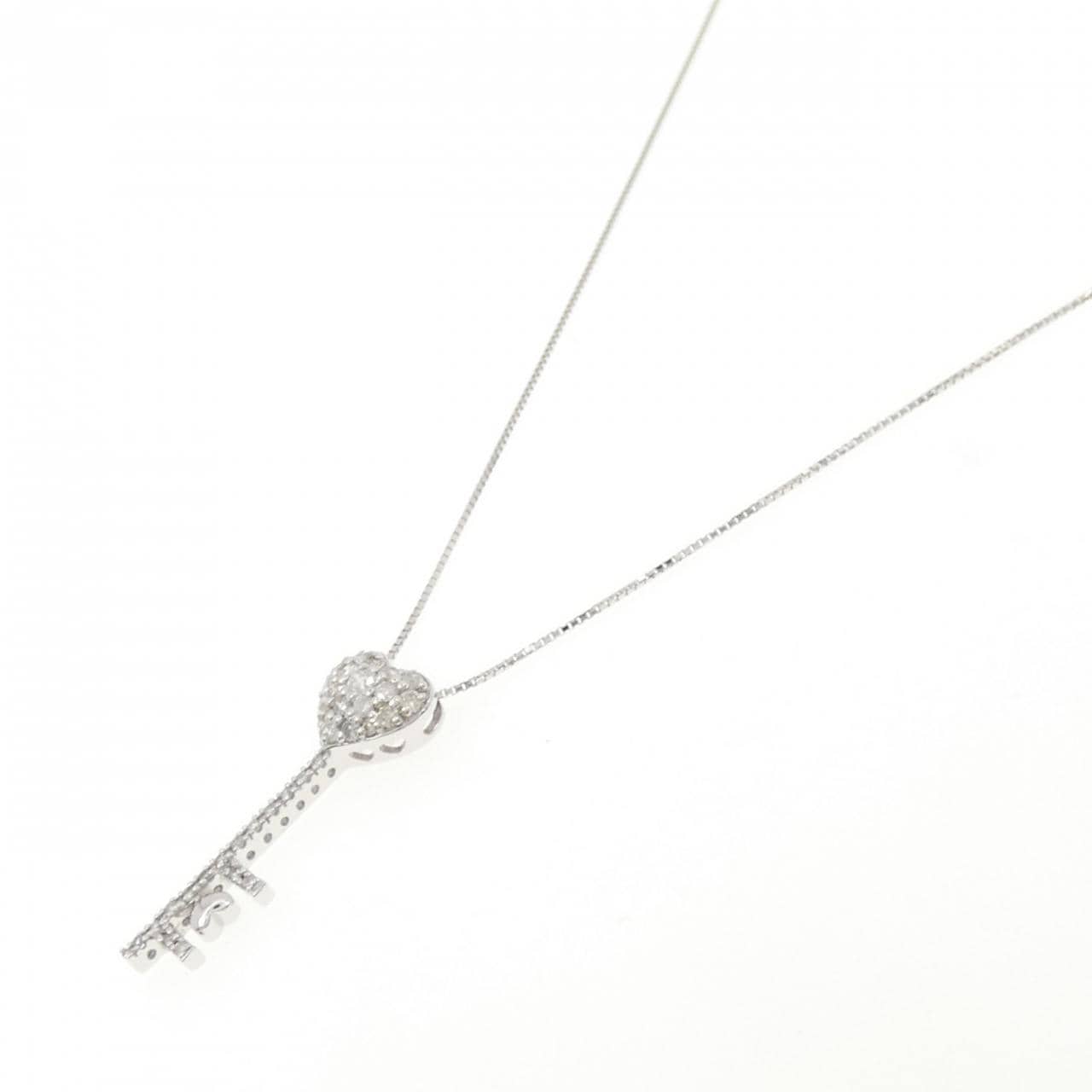 K18WG ハート×キー ダイヤモンド ネックレス 0.60CT