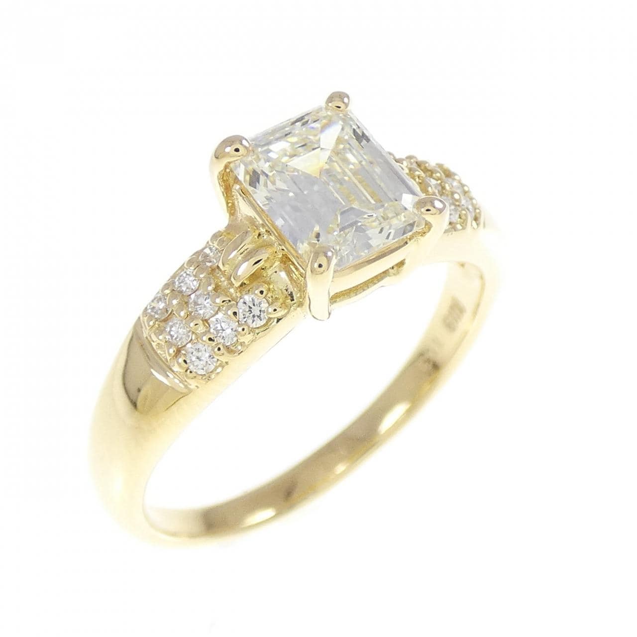 【リメイク】K18YG ダイヤモンド リング 1.03CT K VS2 エメラルドカット