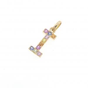 【新品】K18YG イニシャルI サファイヤ ペンダント 0.16CT