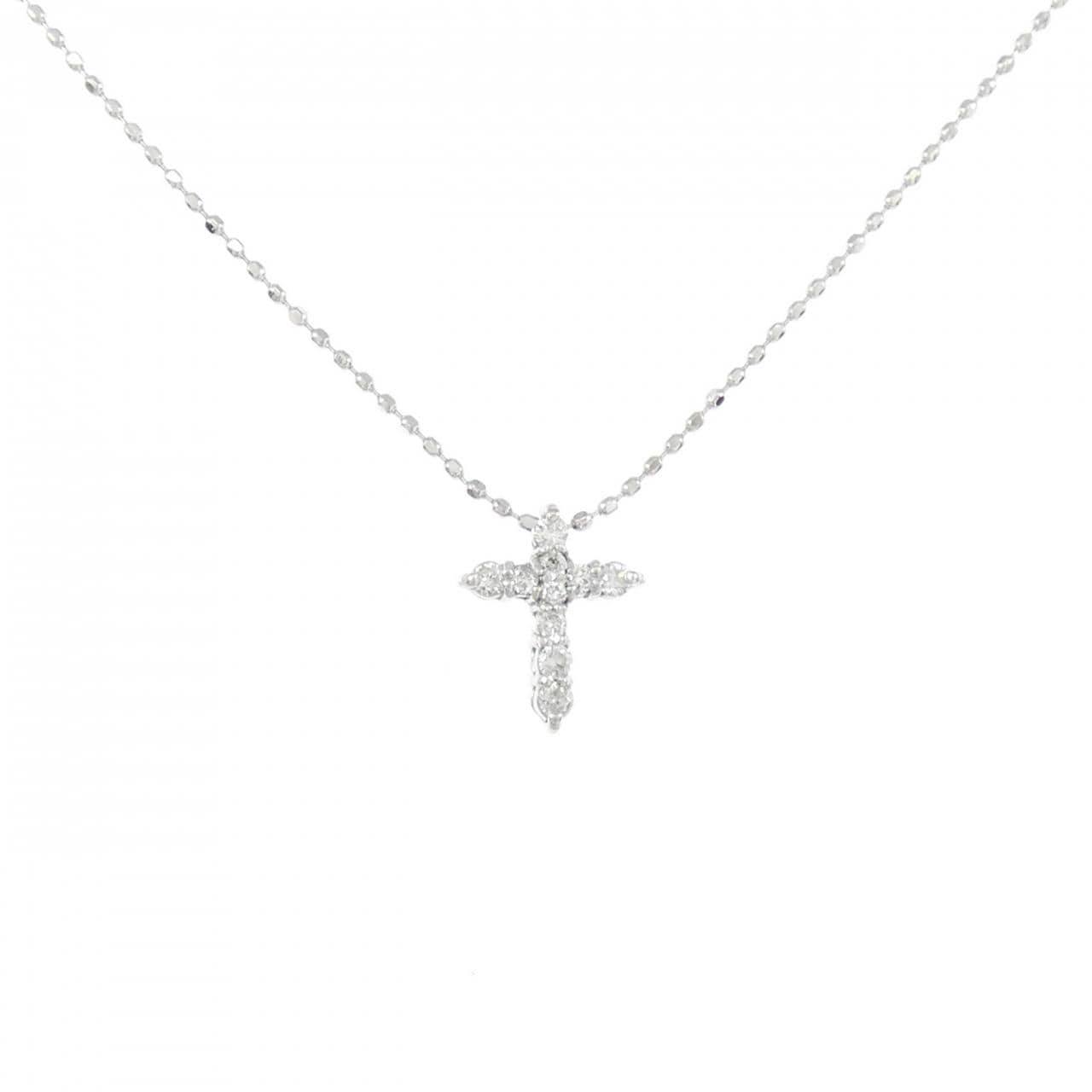K18WG クロス ダイヤモンド ネックレス 0.10CT