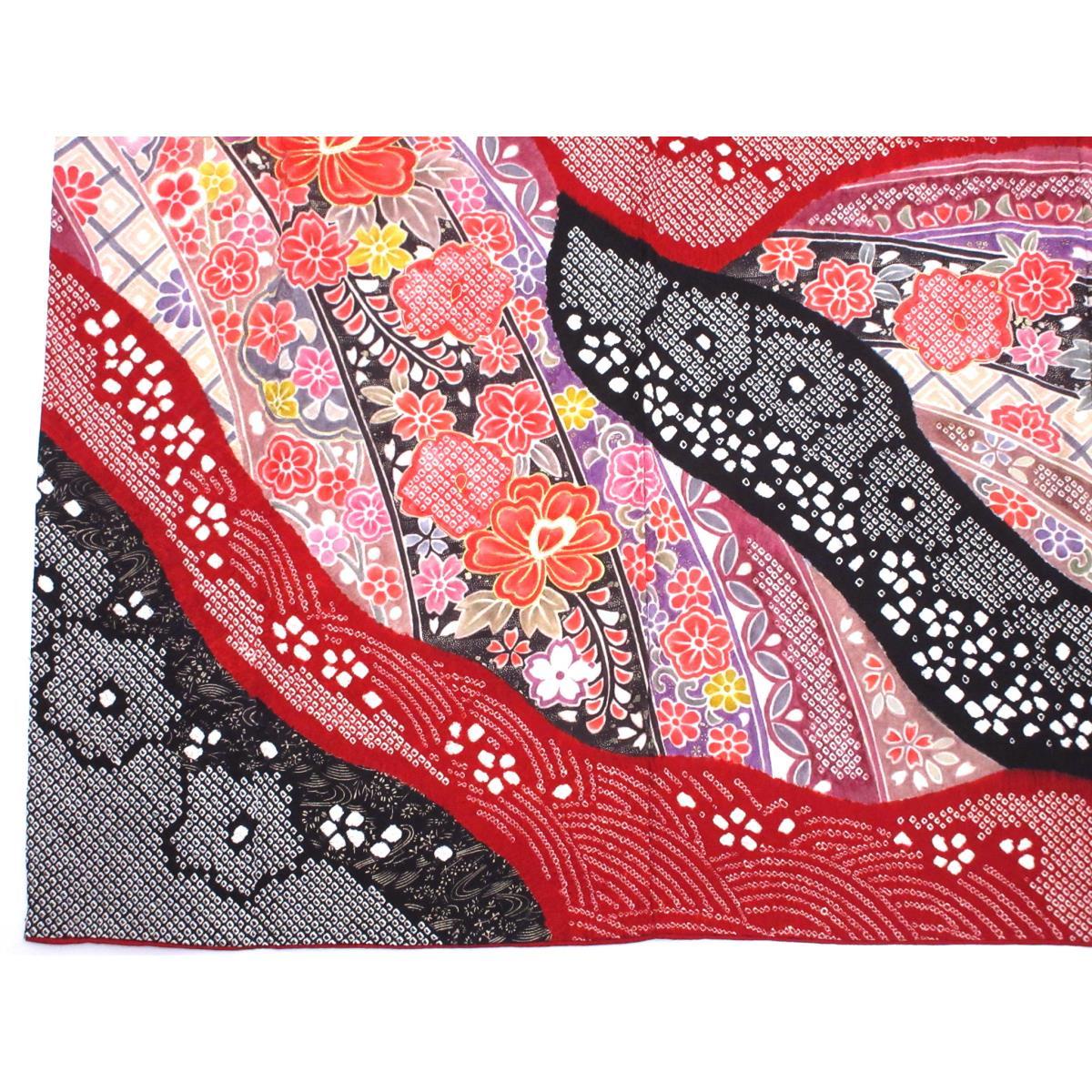 振袖　友禅金彩加工　刺繍入り絞り加工