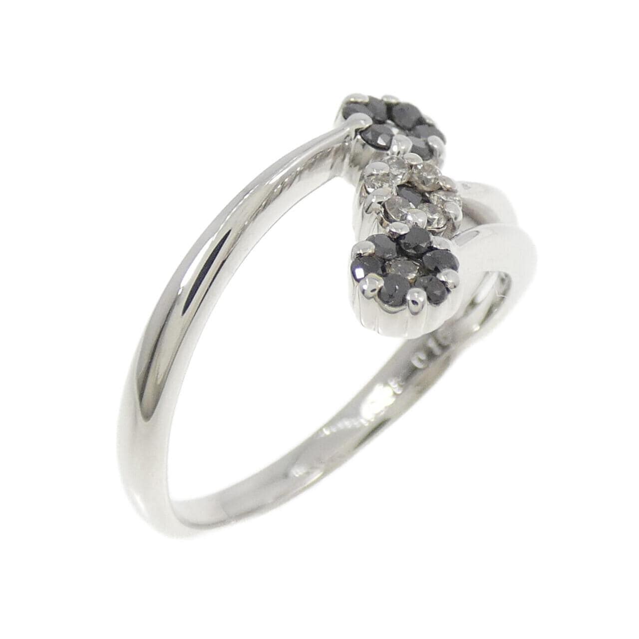 K18WG フラワー ダイヤモンド リング 0.16CT