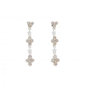K18WG フラワー ダイヤモンド ピアス 1.00CT