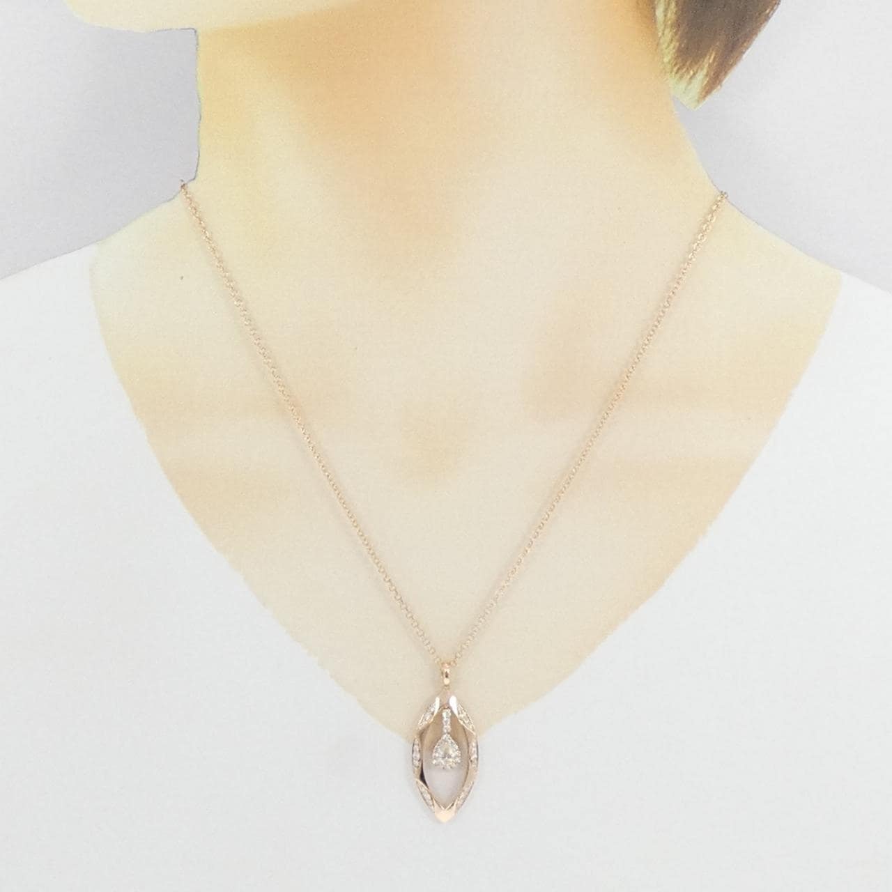 750PG/K18PG ダイヤモンド ネックレス 0.273CT