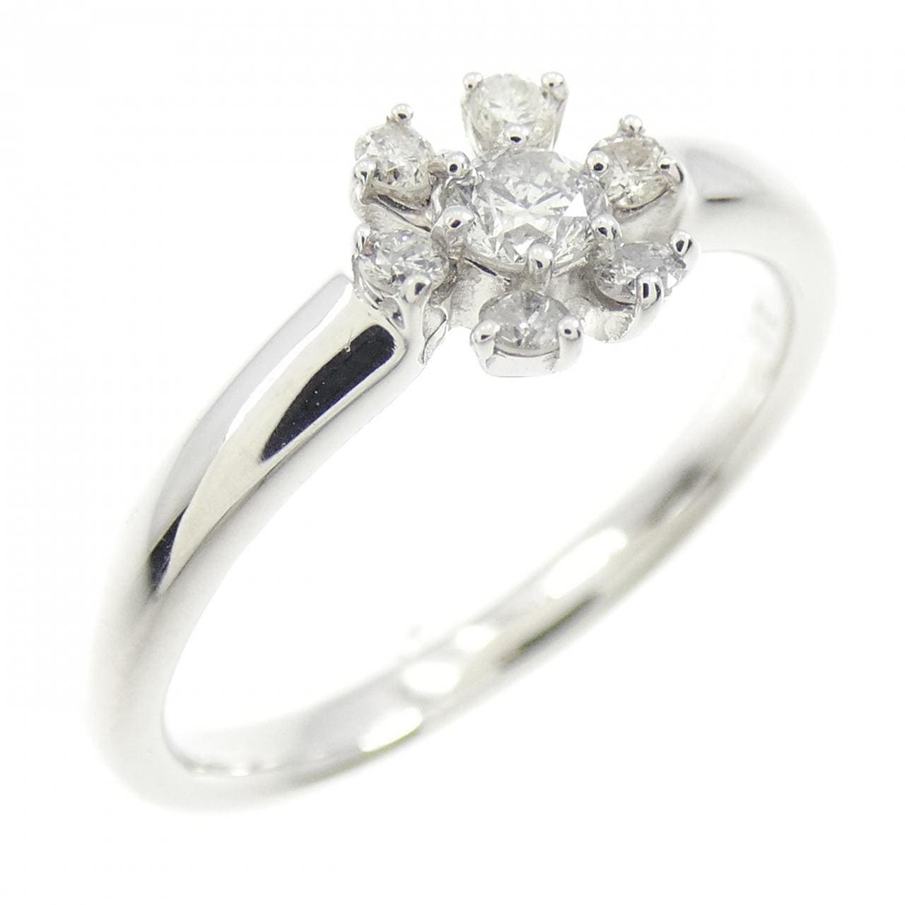 K18WG Flower Diamond Ring 0.2CT