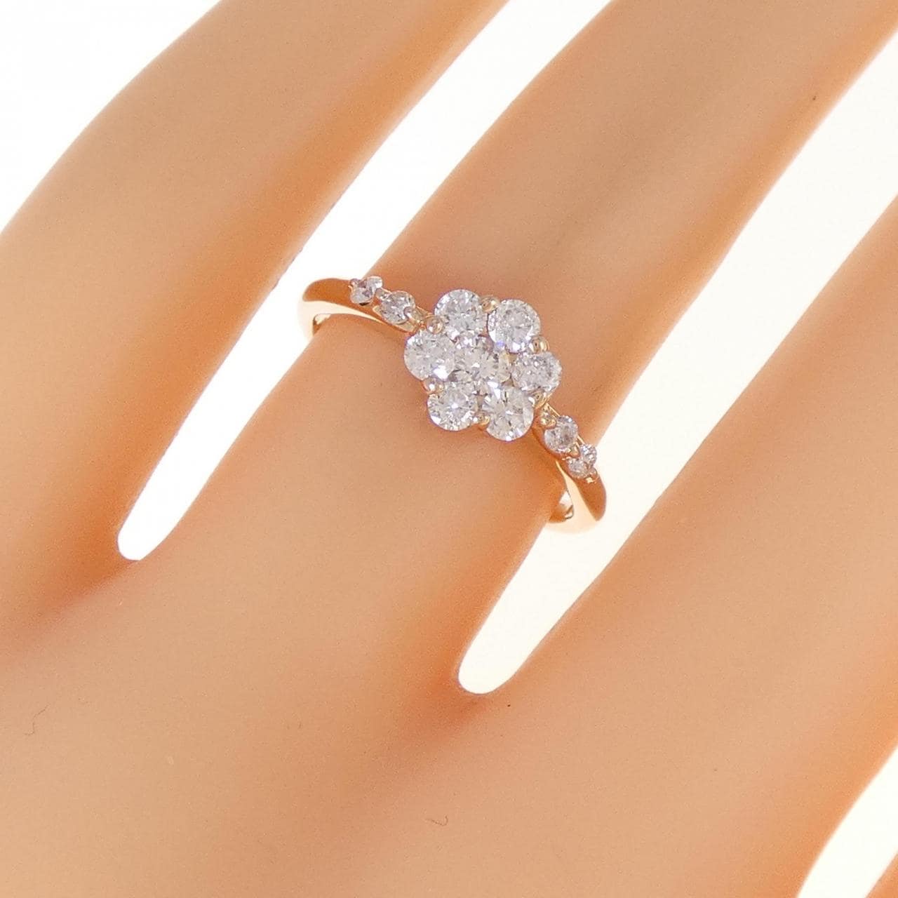 K18PG フラワー ダイヤモンド リング 0.50CT