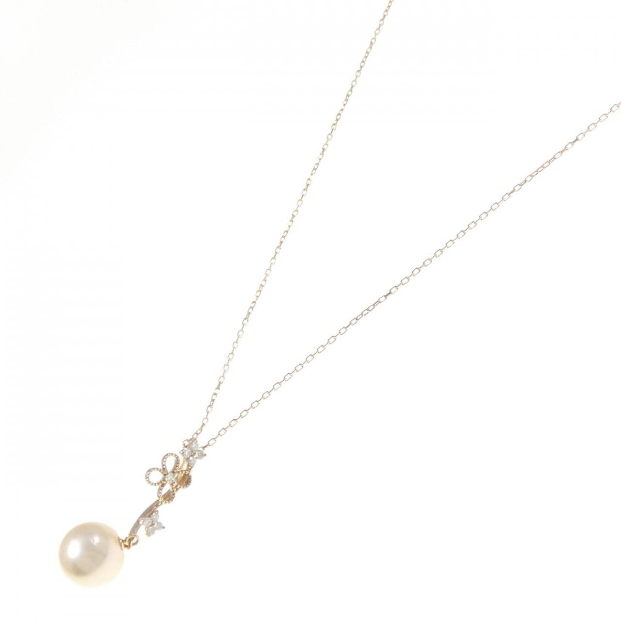 K18PG フラワー アコヤパール ネックレス 9.5mm