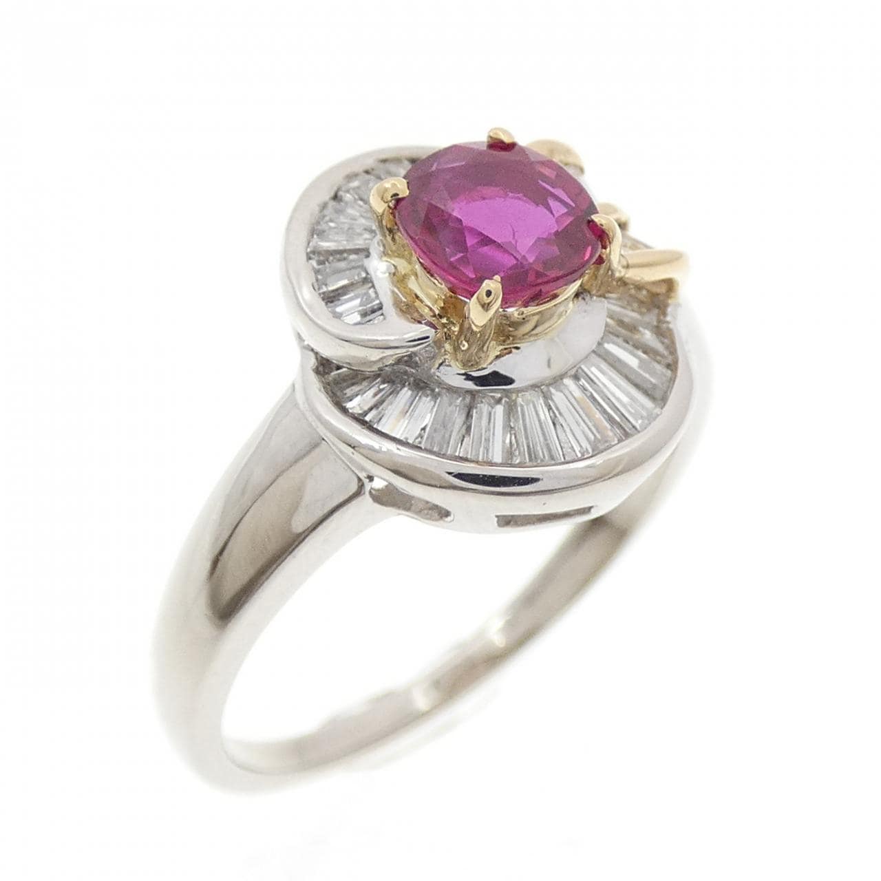 PT900/K18YG ルビー リング 0.63CT