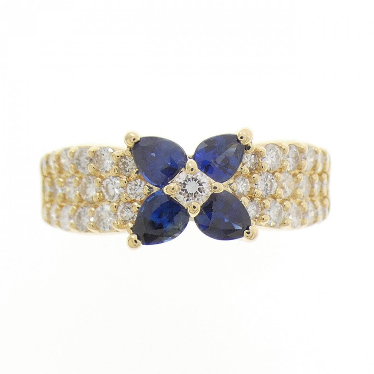 K18YG フラワー サファイヤ リング 0.83CT