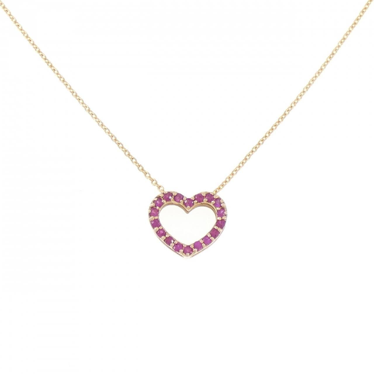 K18YG ハート ルビー ネックレス 0.22CT