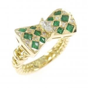 K18YG リボン エメラルド リング 0.52CT