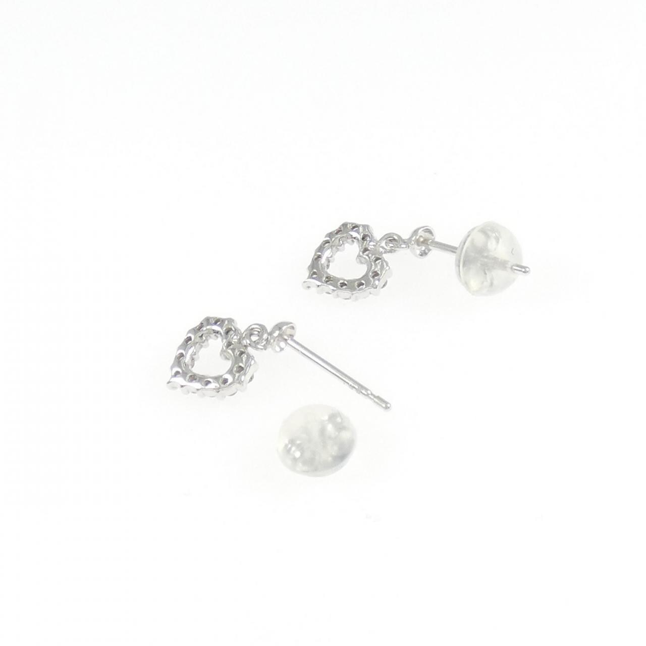 K18WG ハート ダイヤモンド ピアス 0.16CT