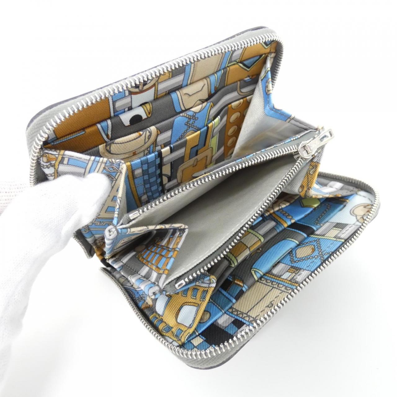 HERMES COLLIER DE CHIENS Silk in Compact 085244CK Wallet