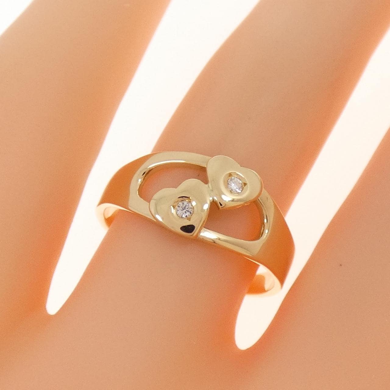 K18YG ハート ダイヤモンド リング