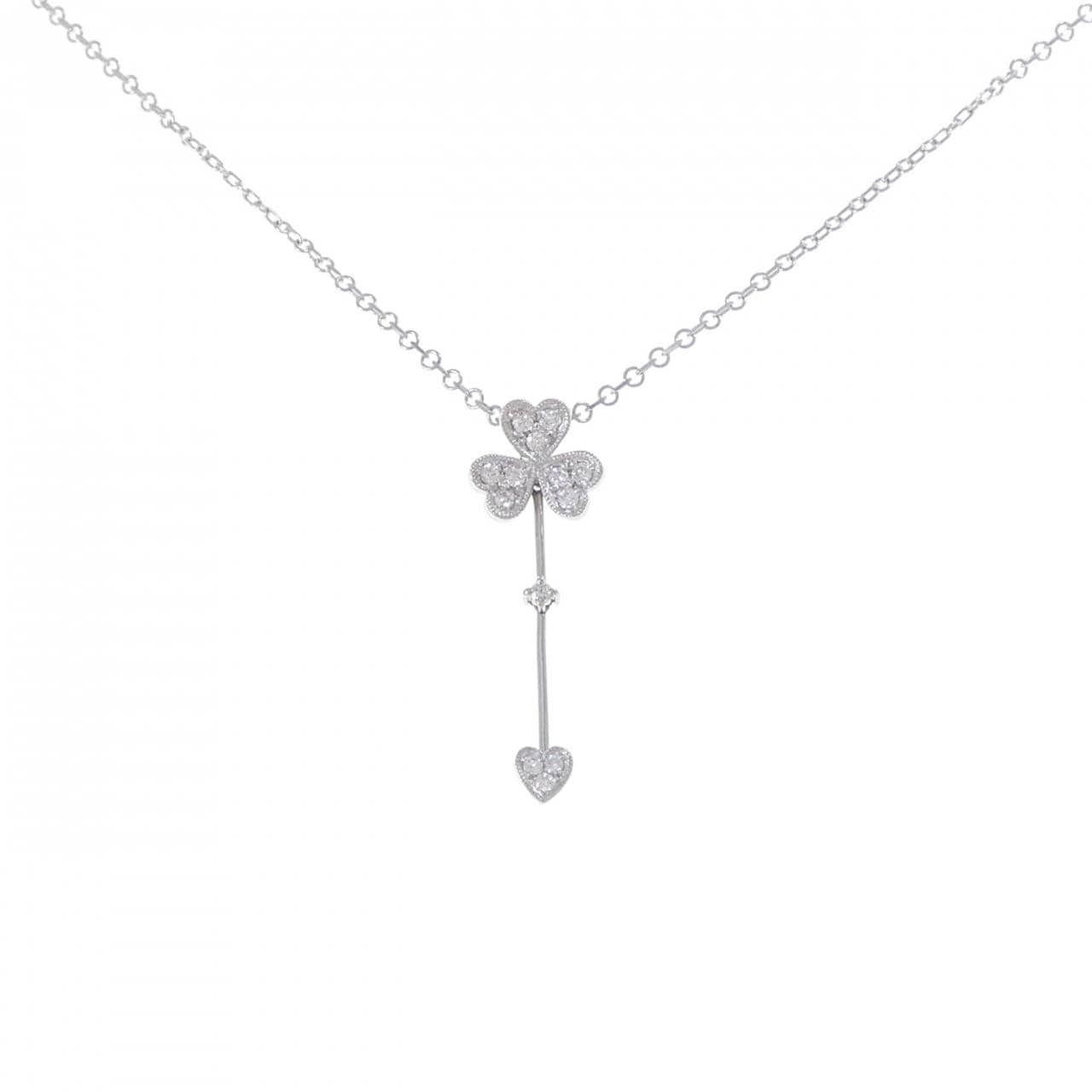 PT900/PT850 クローバー×ハート ダイヤモンド ネックレス 0.20CT
