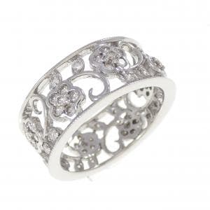 K18WG フラワー ダイヤモンド リング 0.77CT