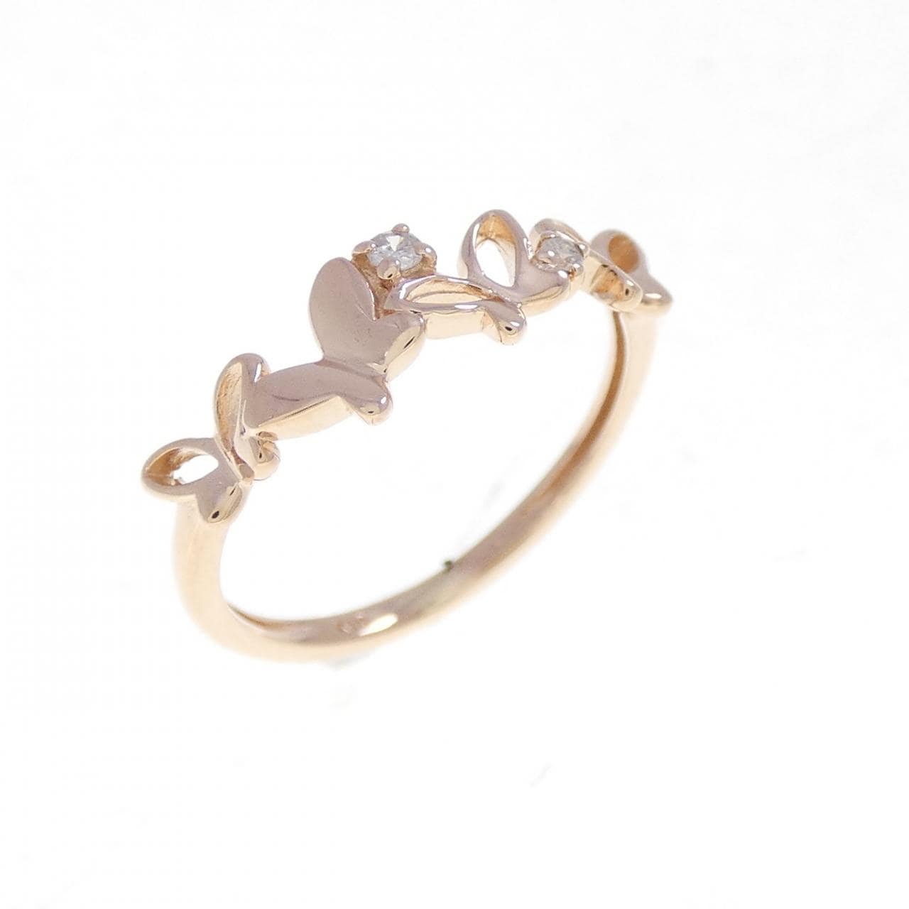 K10PG バタフライ ダイヤモンド ピンキーリング