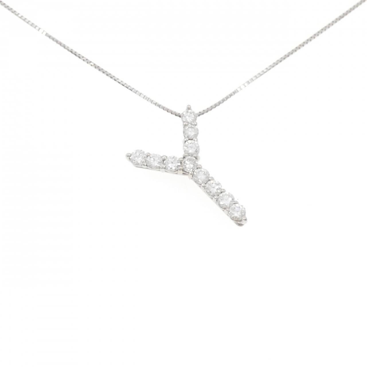 PT900/PT850 イニシャルY ダイヤモンド ネックレス 0.78CT