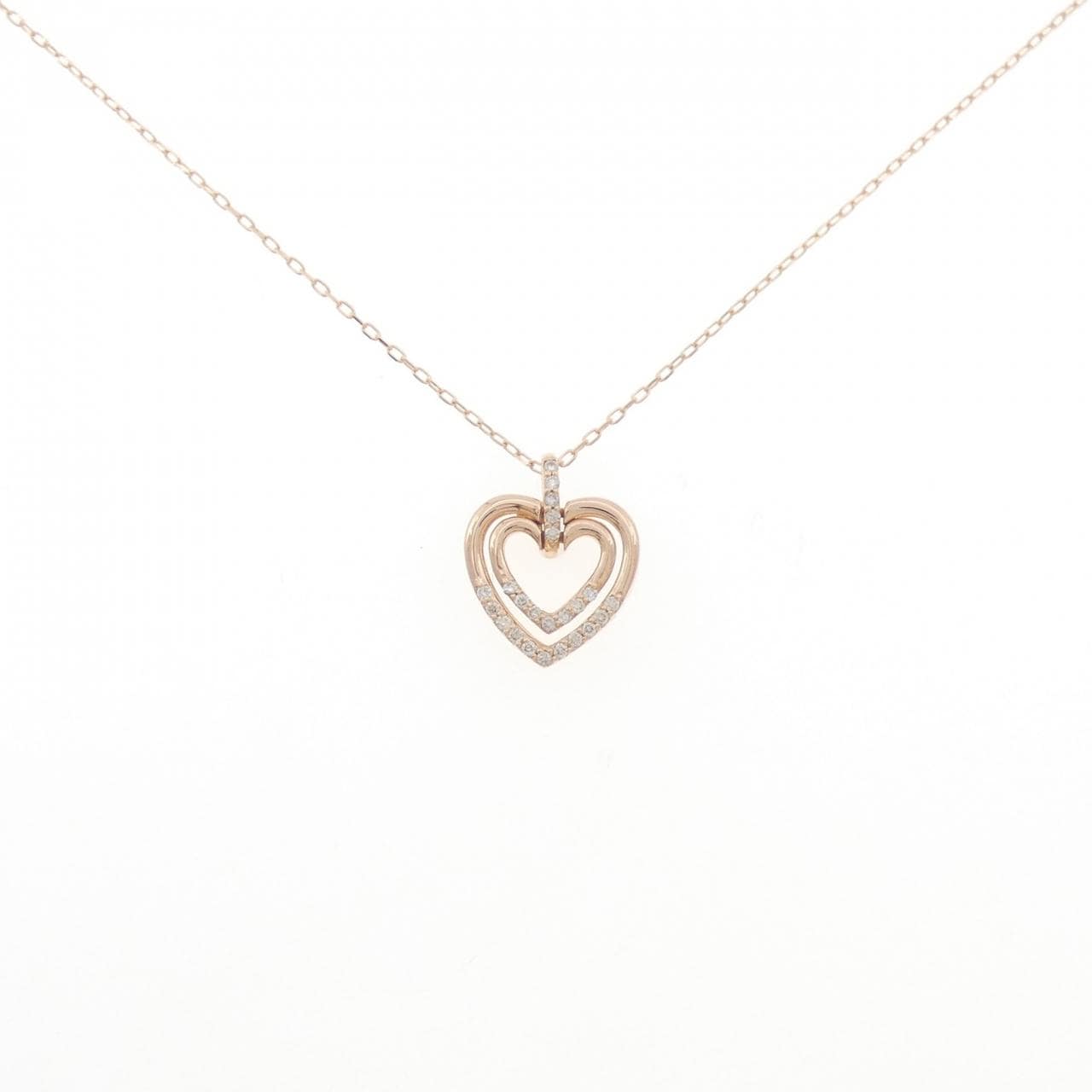 コメ兵｜K14PG/K10PG ハート ダイヤモンド ネックレス 0.15CT