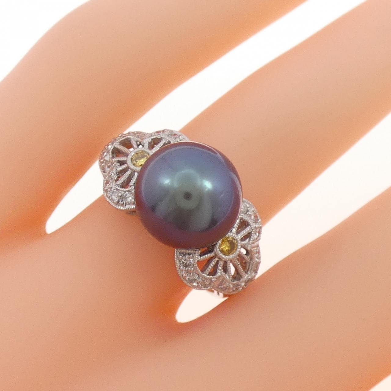 750WG 黒蝶パール リング 10.1mm