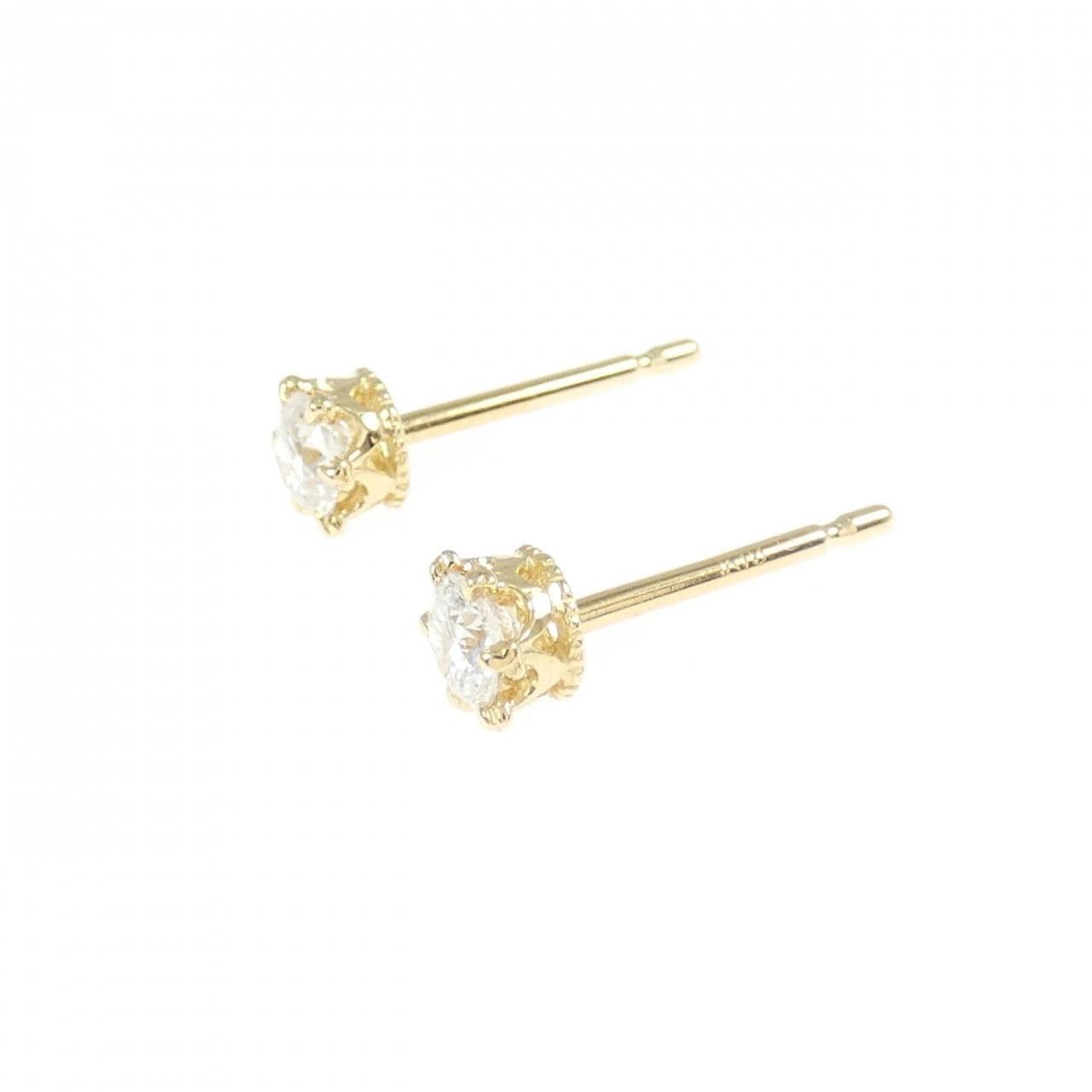 K18YG ソリティア ダイヤモンド ピアス 0.30CT